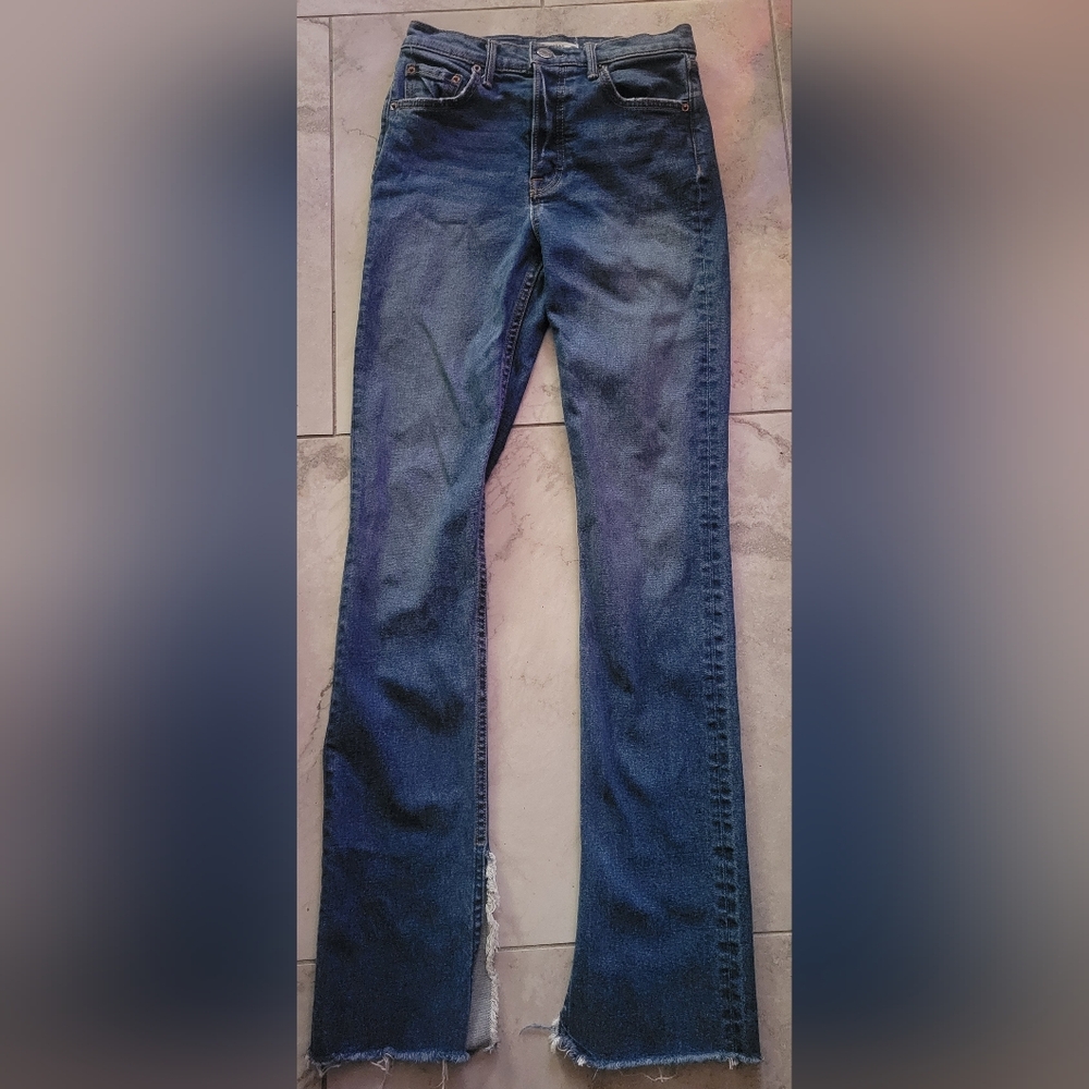 GRLFRND‎ Split Hem 'Addison' Jeans Beginners Luck Wash 24 Button Fly Made In USA